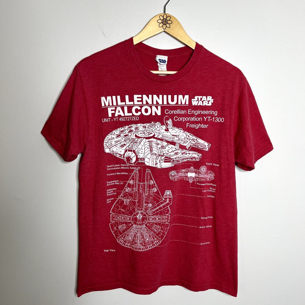 Star Wars Millennium Falcon Blueprint Short Sleeve Tee